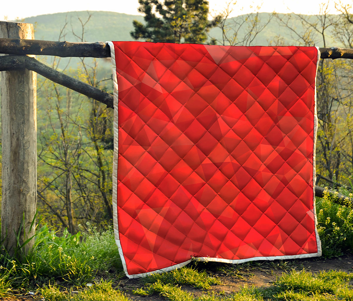Red Polygonal Geometric Print Quilt