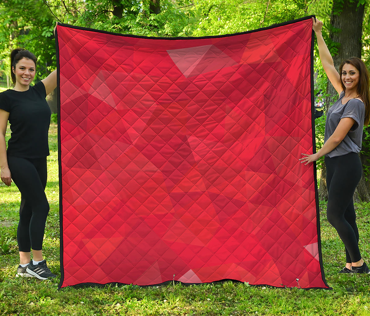 Red Polygonal Geometric Print Quilt