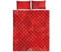 Red Polygonal Geometric Print Quilt Bed Set