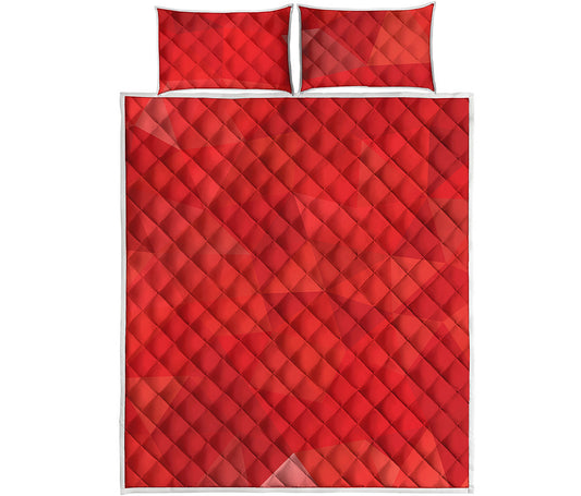 Red Polygonal Geometric Print Quilt Bed Set