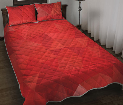 Red Polygonal Geometric Print Quilt Bed Set