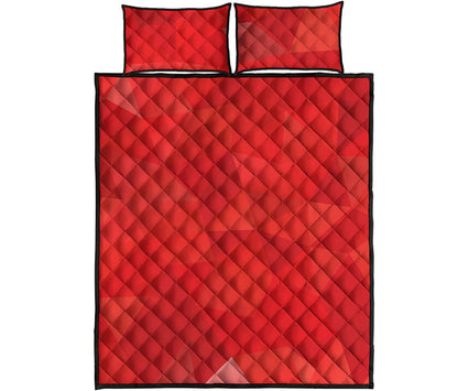 Red Polygonal Geometric Print Quilt Bed Set