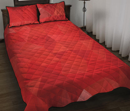 Red Polygonal Geometric Print Quilt Bed Set