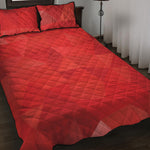 Red Polygonal Geometric Print Quilt Bed Set