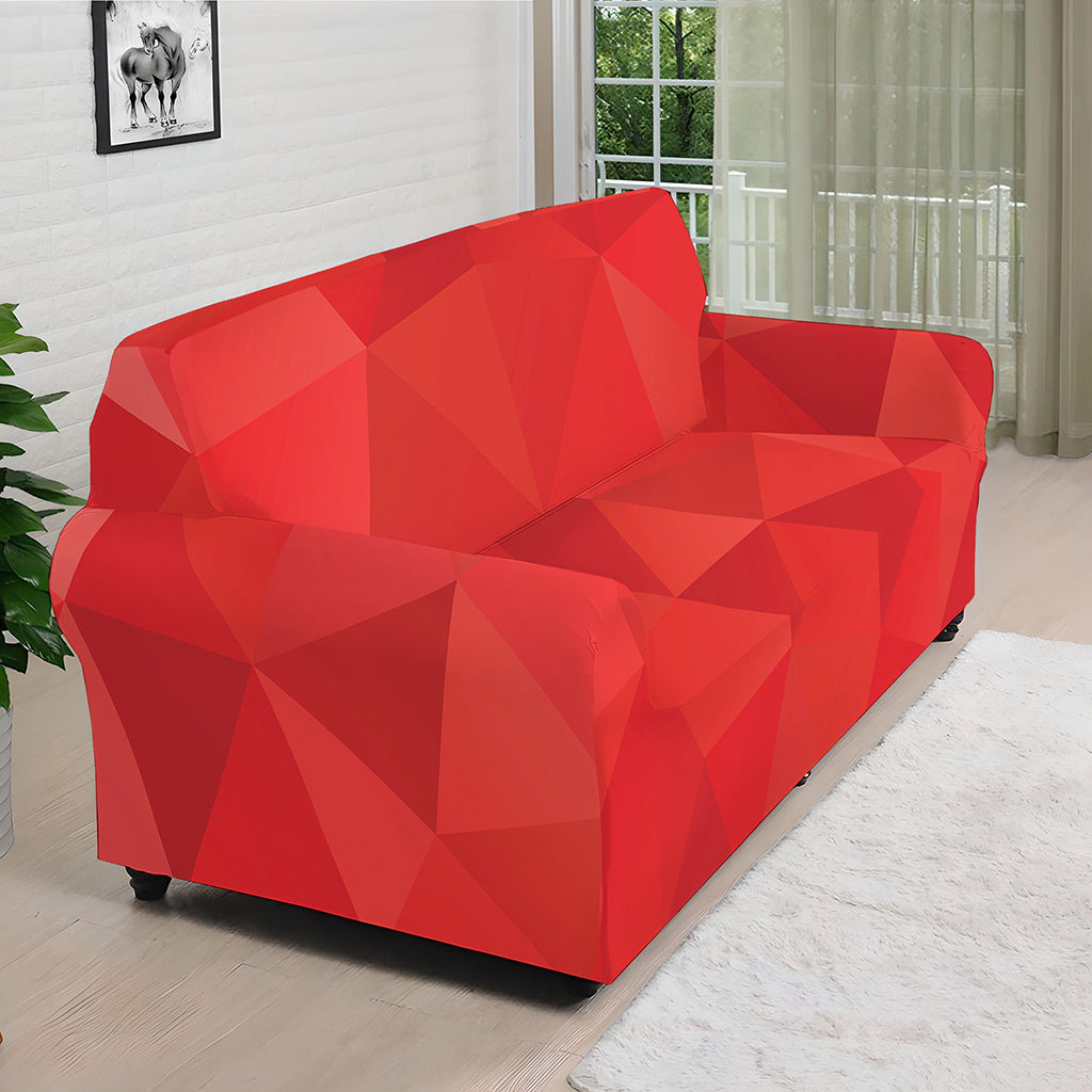 Red Polygonal Geometric Print Sofa Cover