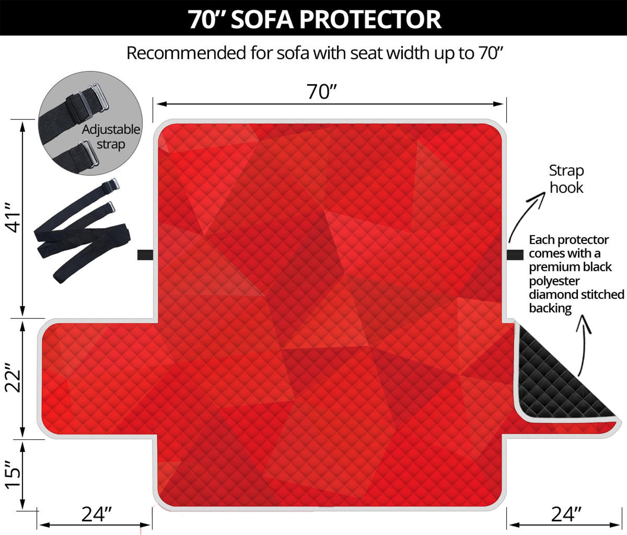 Red Polygonal Geometric Print Sofa Protector