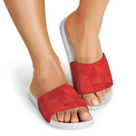 Red Polygonal Geometric Print White Slide Sandals