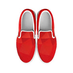 Red Polygonal Geometric Print White Slip On Shoes