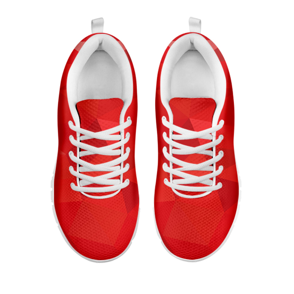 Red Polygonal Geometric Print White Sneakers