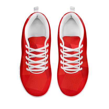 Red Polygonal Geometric Print White Sneakers