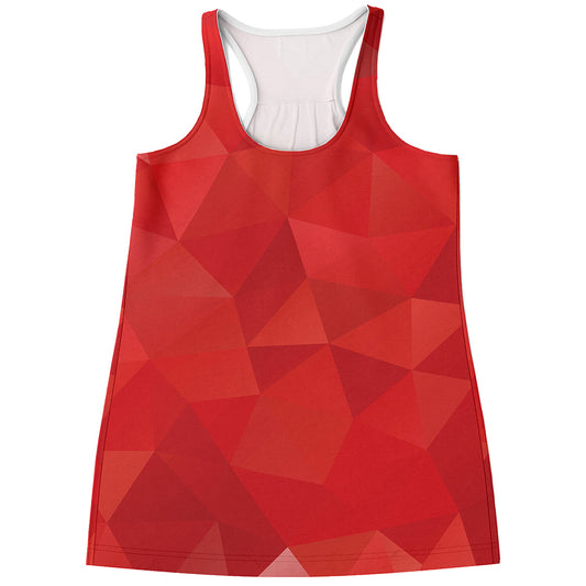Red Polygonal Geometric Print Women's Racerback Tank Top