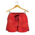 Red Polygonal Geometric Print Women's Shorts