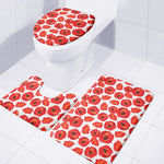 Red Poppy Pattern Print 3 Piece Bath Mat Set