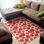 Red Poppy Pattern Print Area Rug