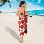 Red Poppy Pattern Print Beach Sarong Wrap