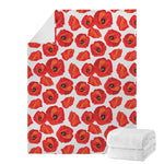 Red Poppy Pattern Print Blanket