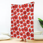 Red Poppy Pattern Print Blanket