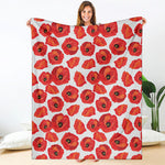 Red Poppy Pattern Print Blanket