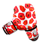 Red Poppy Pattern Print Boxing Gloves