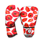 Red Poppy Pattern Print Boxing Gloves