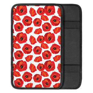 Red Poppy Pattern Print Car Center Console Cover