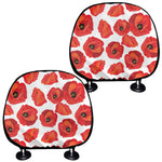 Red Poppy Pattern Print Car Headrest Covers