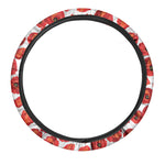 Red Poppy Pattern Print Car Steering Wheel Cover