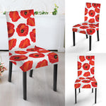 Red Poppy Pattern Print Dining Chair Slipcover