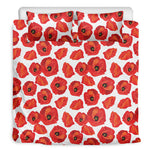 Red Poppy Pattern Print Duvet Cover Bedding Set