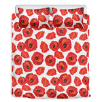 Red Poppy Pattern Print Duvet Cover Bedding Set