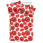 Red Poppy Pattern Print Duvet Cover Bedding Set