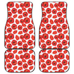 Red Poppy Pattern Print Front and Back Car Floor Mats