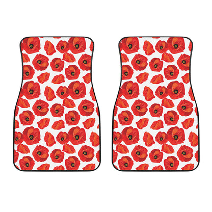 Red Poppy Pattern Print Front Car Floor Mats