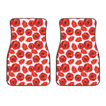 Red Poppy Pattern Print Front Car Floor Mats