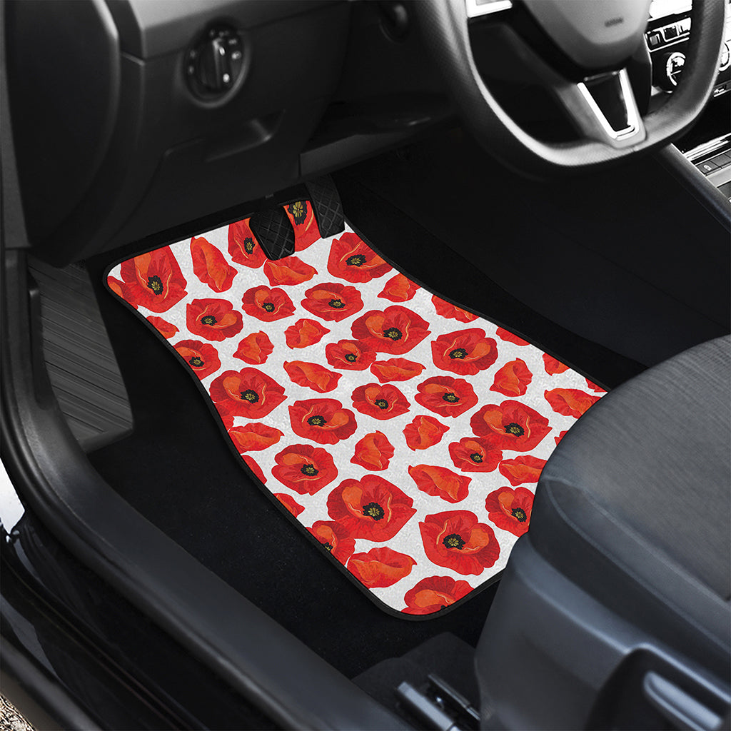 Red Poppy Pattern Print Front Car Floor Mats