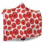 Red Poppy Pattern Print Hooded Blanket