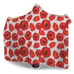 Red Poppy Pattern Print Hooded Blanket