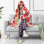 Red Poppy Pattern Print Hooded Blanket