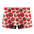 Red Poppy Pattern Print Men's Boxer Briefs