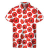 Red Poppy Pattern Print Men's Short Sleeve Shirt