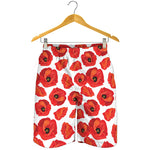 Red Poppy Pattern Print Men's Shorts