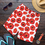 Red Poppy Pattern Print Men's Shorts