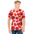 Red Poppy Pattern Print Men's T-Shirt