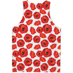 Red Poppy Pattern Print Men's Tank Top