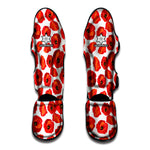 Red Poppy Pattern Print Muay Thai Shin Guard