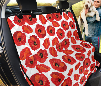 Red Poppy Pattern Print Pet Car Back Seat Cover