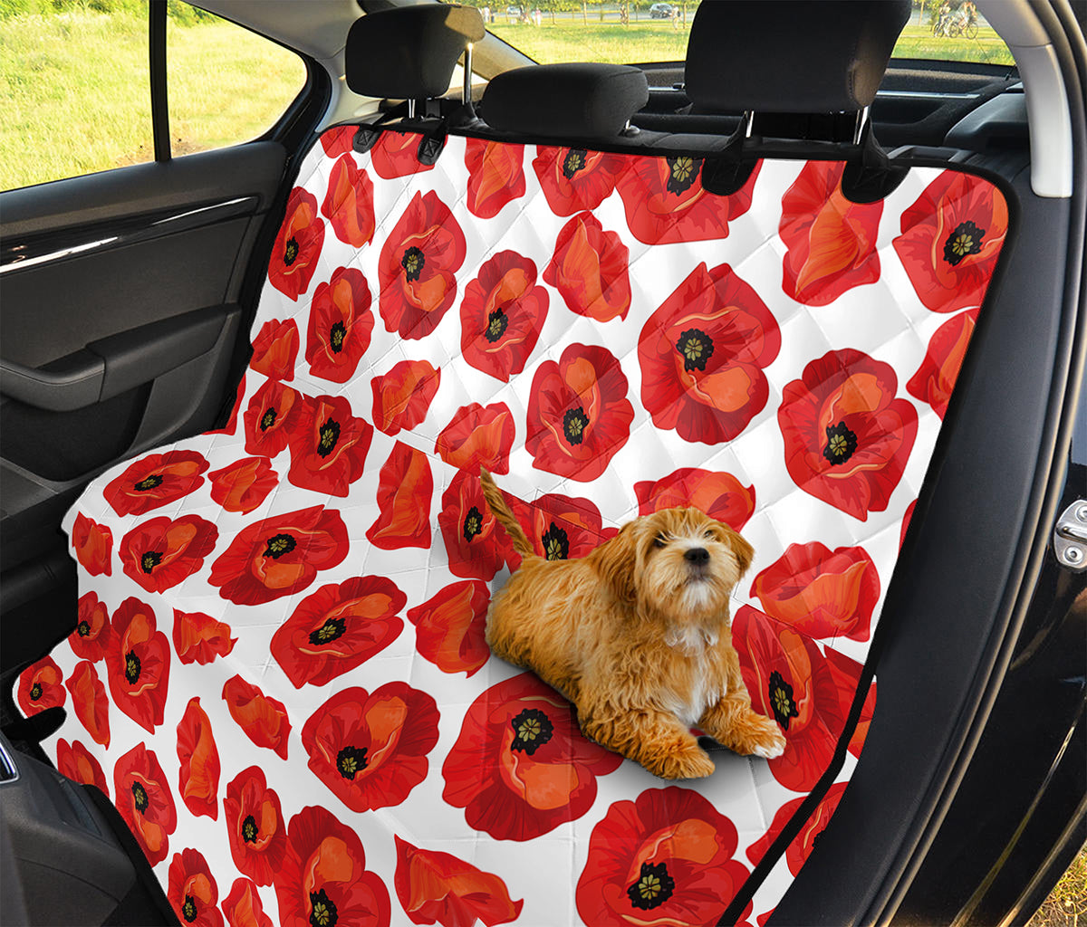 Red Poppy Pattern Print Pet Car Back Seat Cover