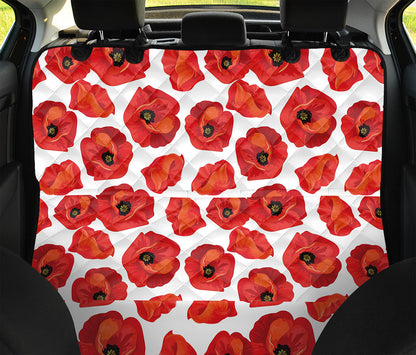 Red Poppy Pattern Print Pet Car Back Seat Cover