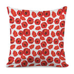 Red Poppy Pattern Print Pillow Cover