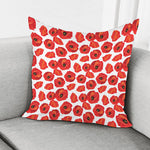 Red Poppy Pattern Print Pillow Cover